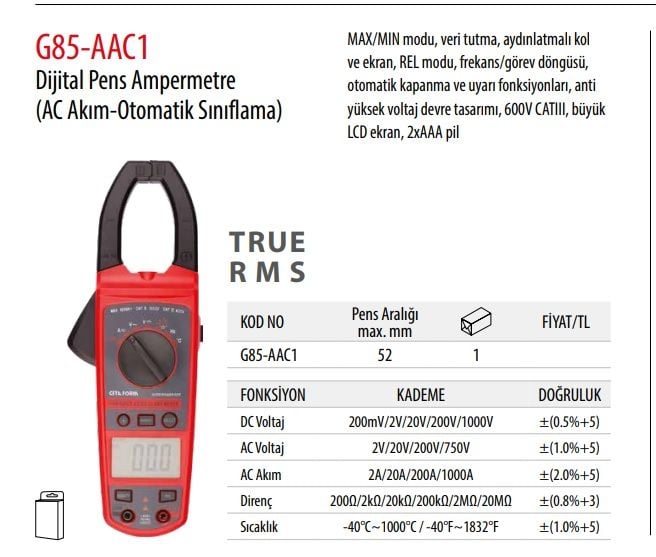 CETAFORM G85-AAC1 DİJİTAL PENSAMPERMETRE